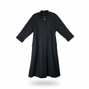 Leslie Fay Vintage Trench Coat Black Removable Fleece Liner Size 16